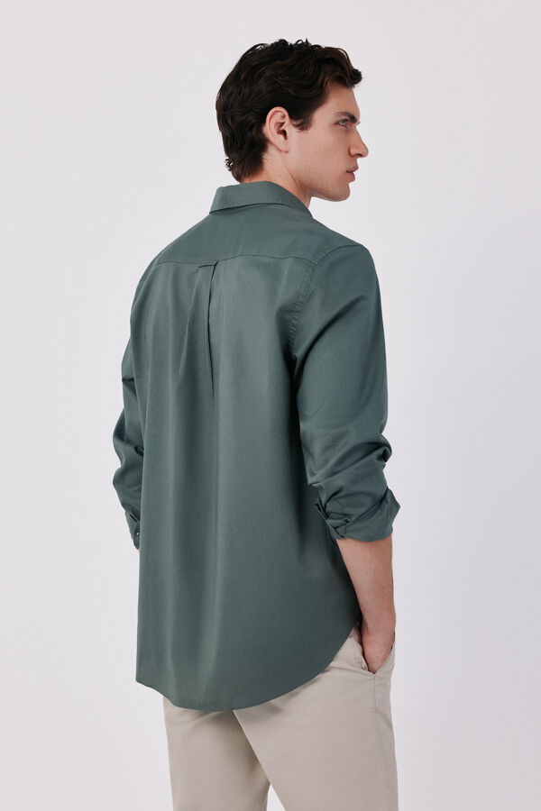 Cortefiel Plain light oxford shirt Kaki