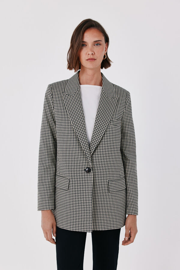 Cortefiel Checked fabric women's blazer Printed grey