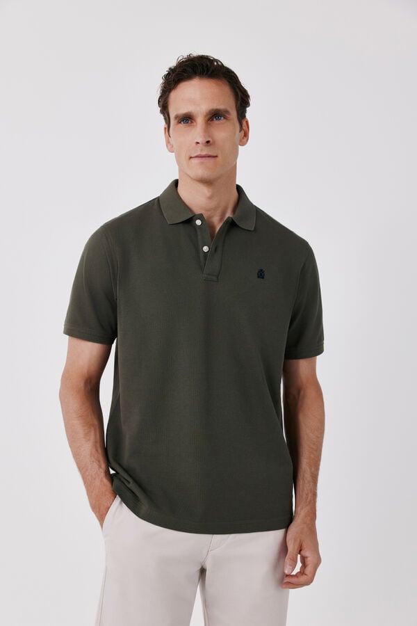 Cortefiel Polo b&aacute;sico piqu&eacute; Kaki