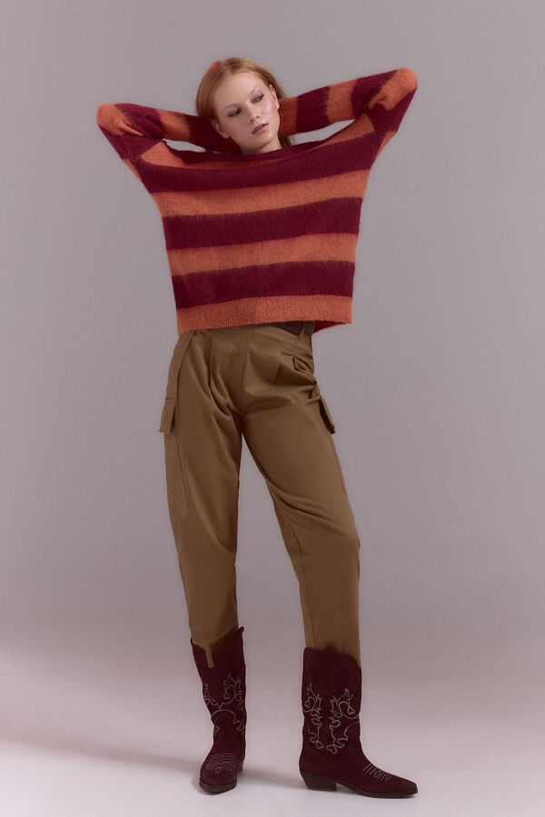 Cortefiel Striped jumper Red