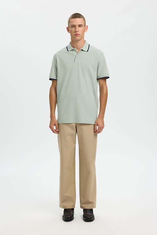 Selected Piqu&eacute; short sleeve polo shirt Kaki