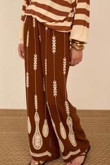 Meisie Embroidered long trousers Brown