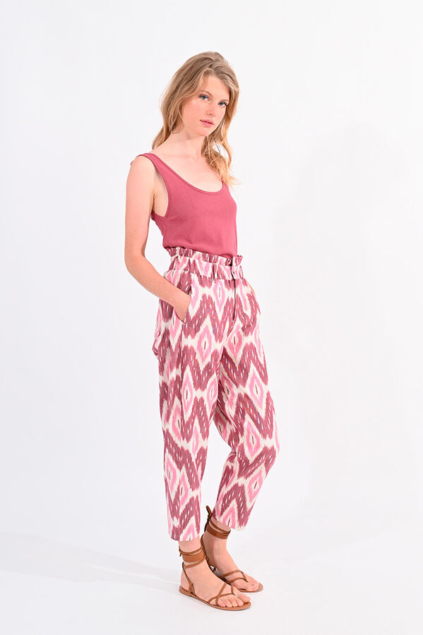 Cortefiel Women's printed ankle-length trousers Pink