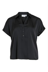Vila Satin finish short-sleeved blouse Black
