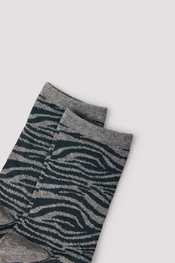 Cortefiel Zebra long socks Printed grey