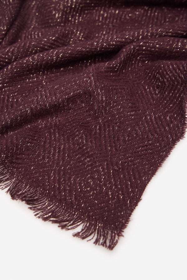 Cortefiel Lurex textured scarf Maroon