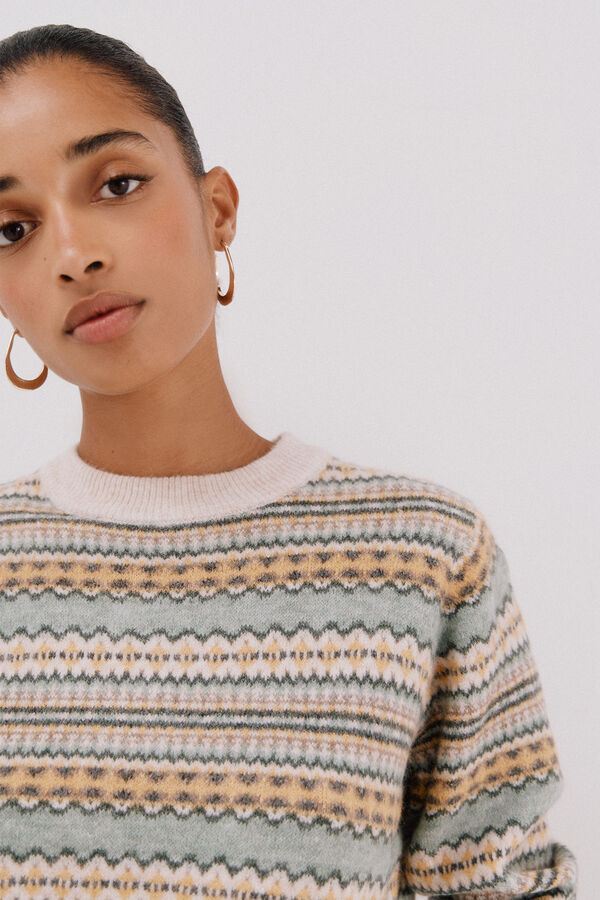 Cortefiel Greek jersey-knit sweater Ivory