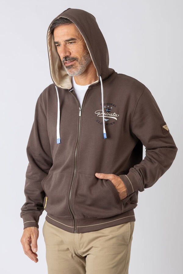 Privata Sweatshirt aberto com capuz e bolsos Castanho