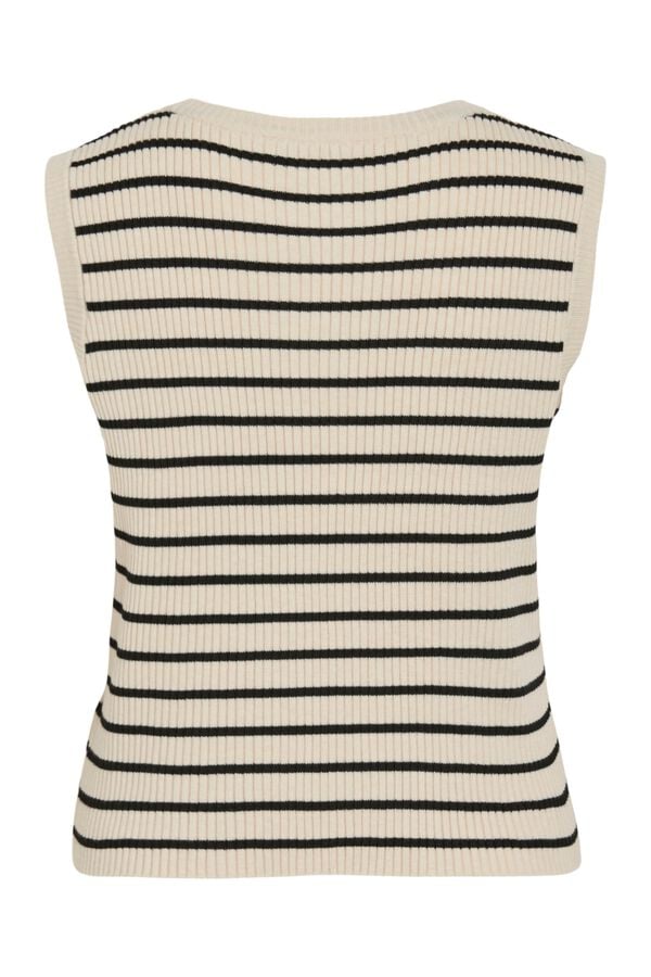 Vila Sleeveless ribbed top Ivory