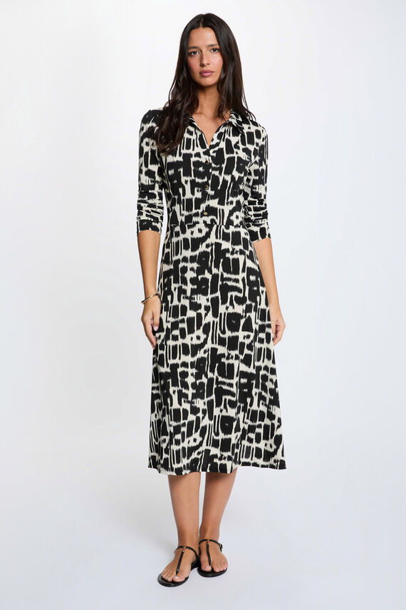 Vestido midi cuello de solapa
