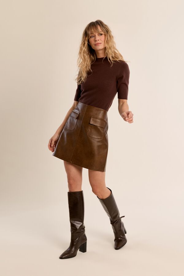 Molly Bracken Camisola de manga curta ajustada Castanho