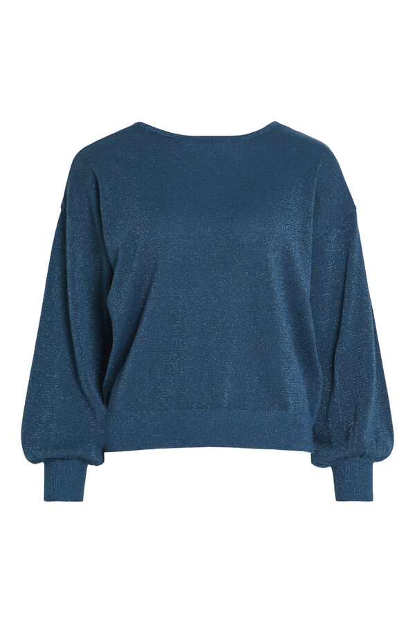 Vila Long sleeve jumper with open back Turquoise