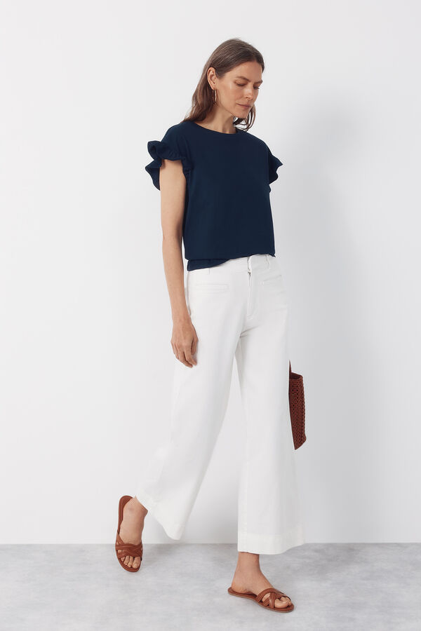 Cortefiel Piping trousers White