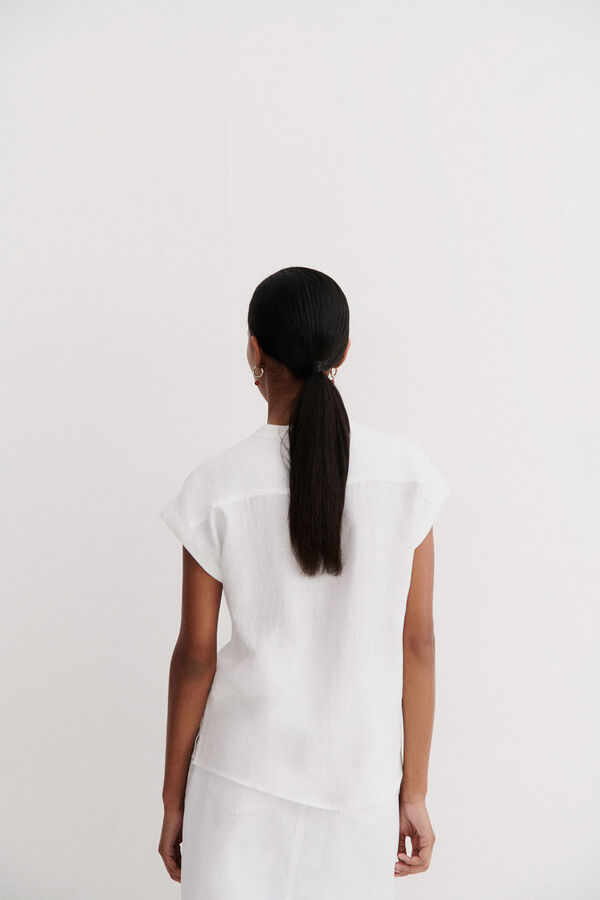 Cortefiel Gina 100% linen shirt White