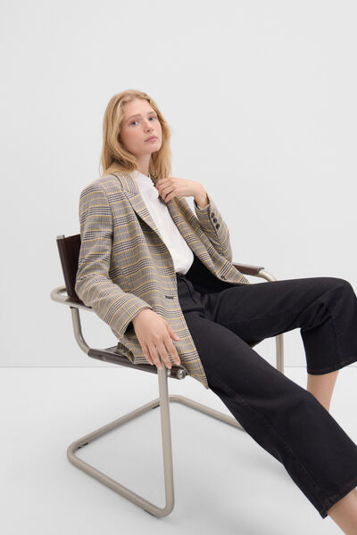 Cortefiel Checked blazer Printed white