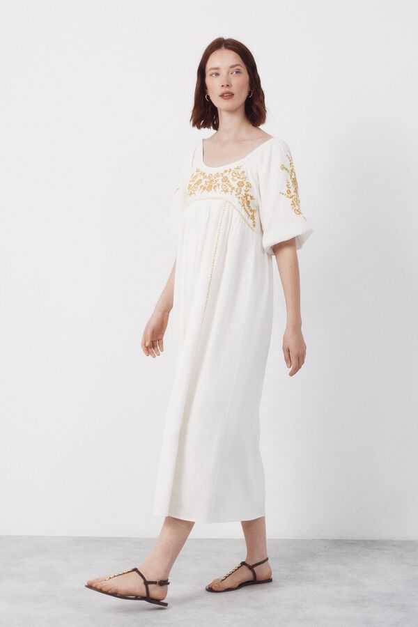 Cortefiel Vestido bordado Branco