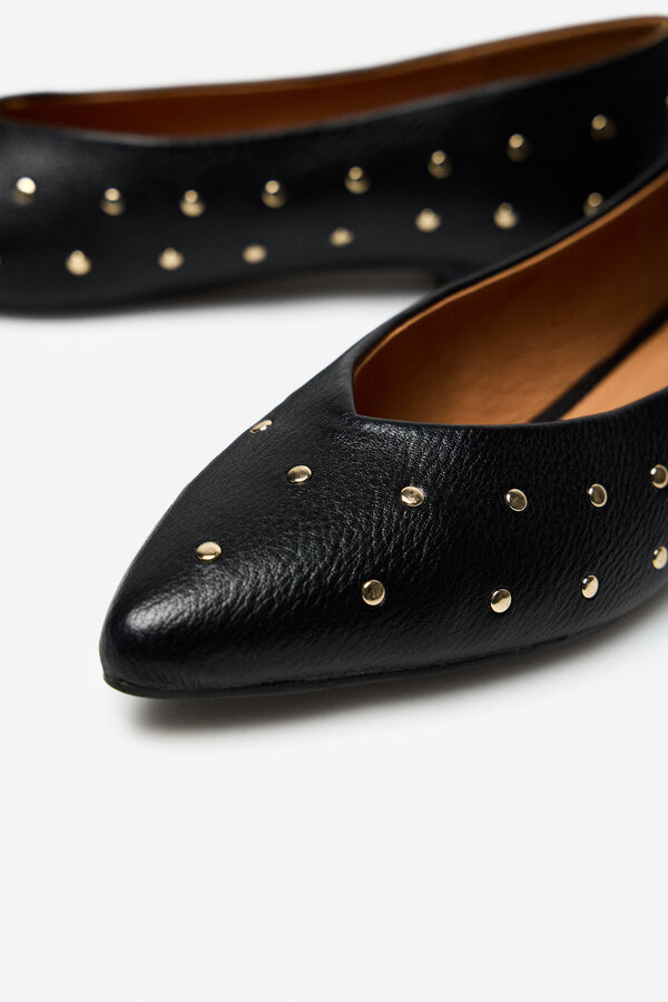 Cortefiel Studded ballet flats Black