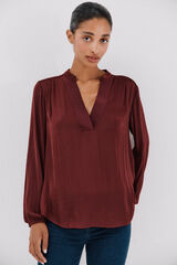 Cortefiel Flowy satin blouse Maroon