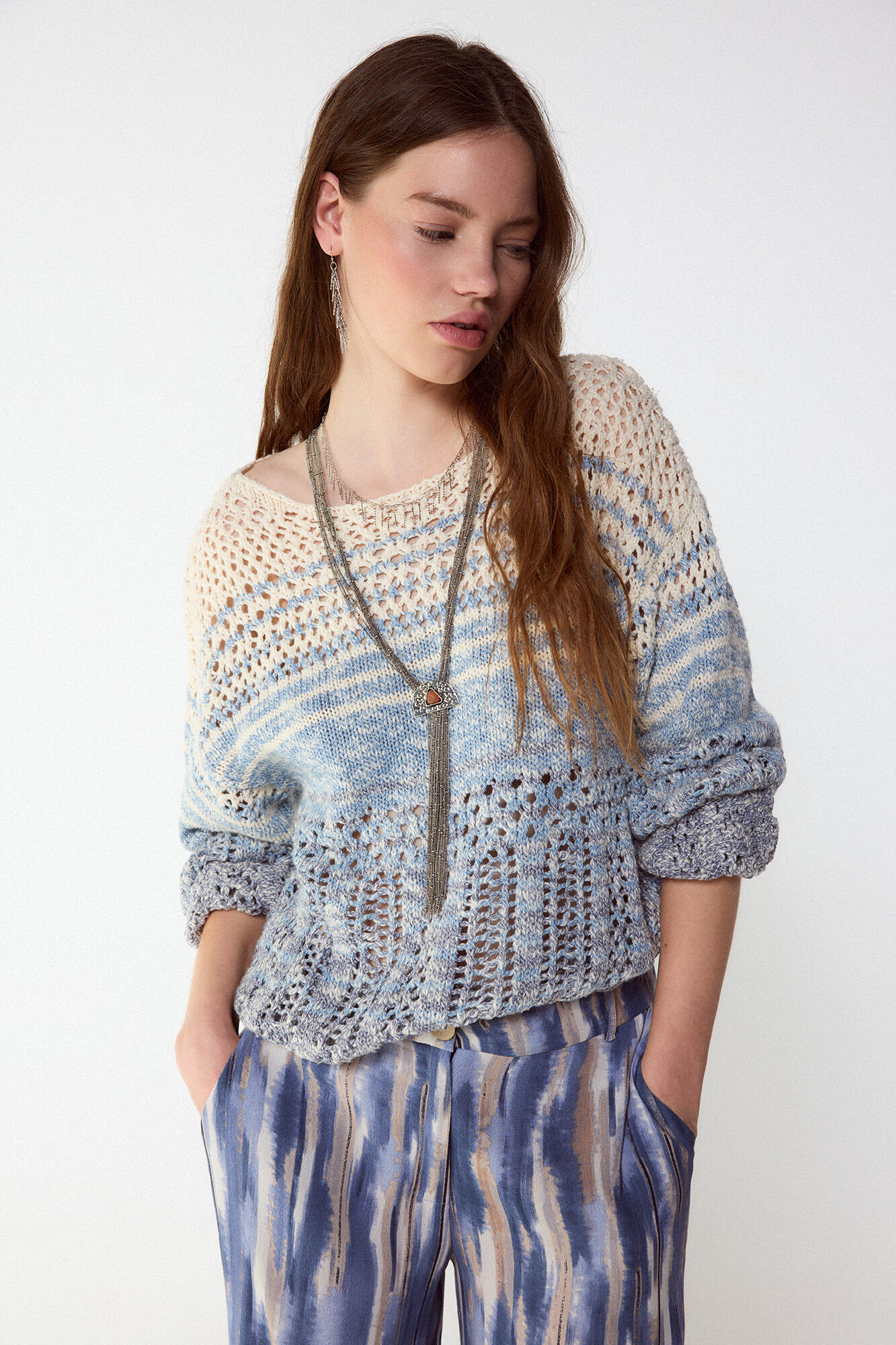 Slowlove Camisola de malha rendada