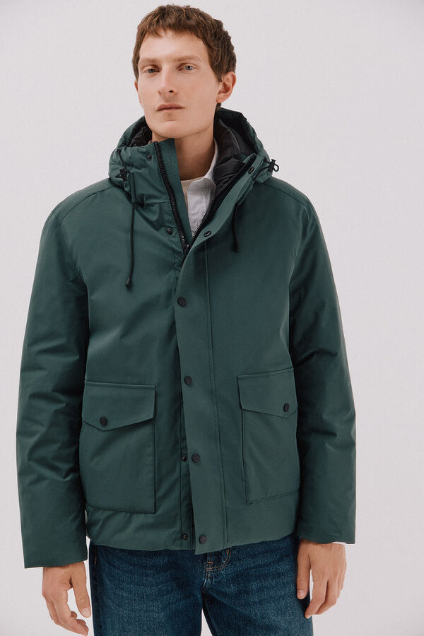 Cortefiel Hooded parka Dark green