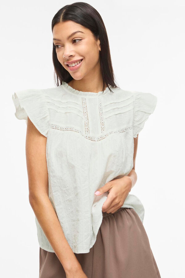 Vila Organic cotton short sleeve blouse White