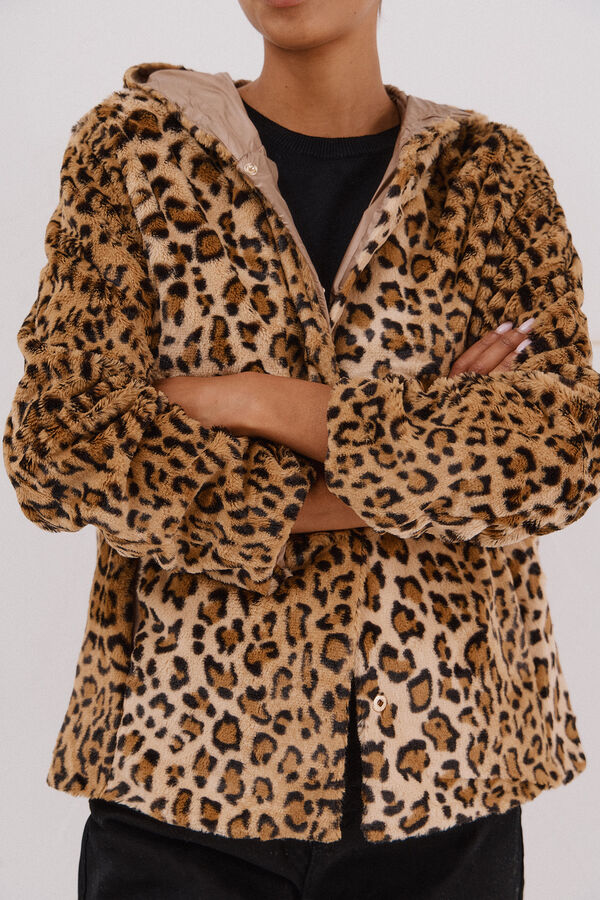 Cortefiel Blusão curto reversível efeito pelo Tostado