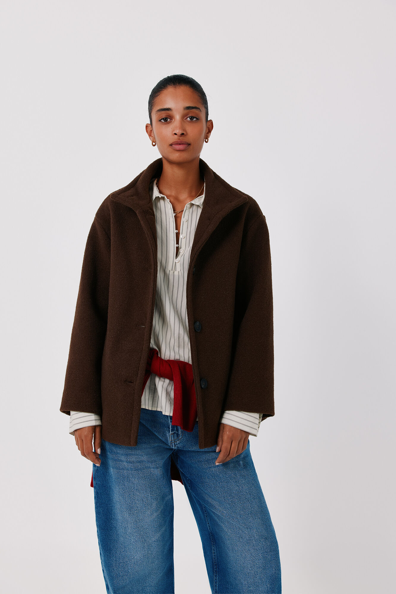 Cortefiel Short funnel neck coat
