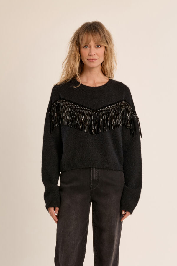 Molly Bracken Camisola com detalhe de franjas Preto