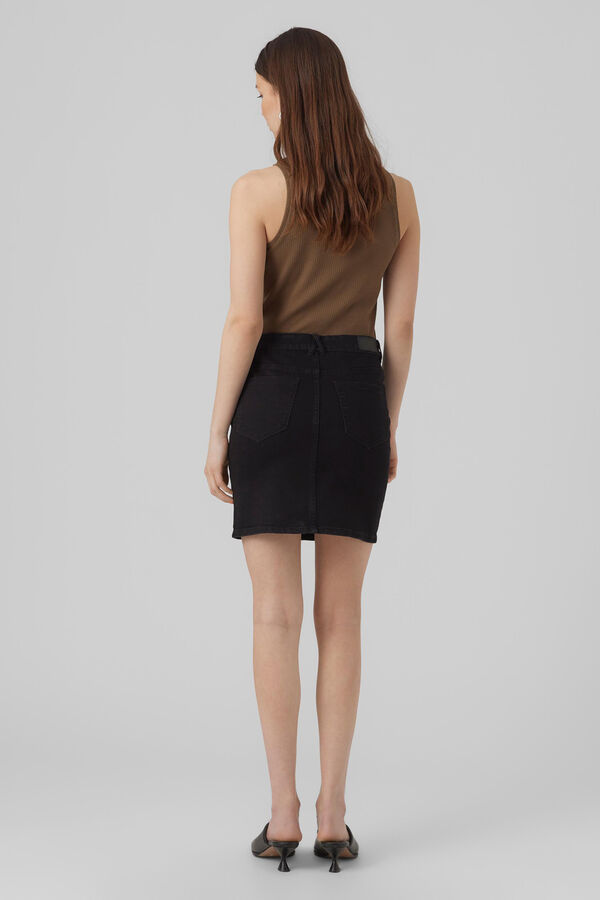 Cortefiel Tailored denim skirt Black