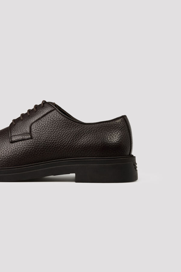 Cortefiel Leather lace-up shoes Dark brown