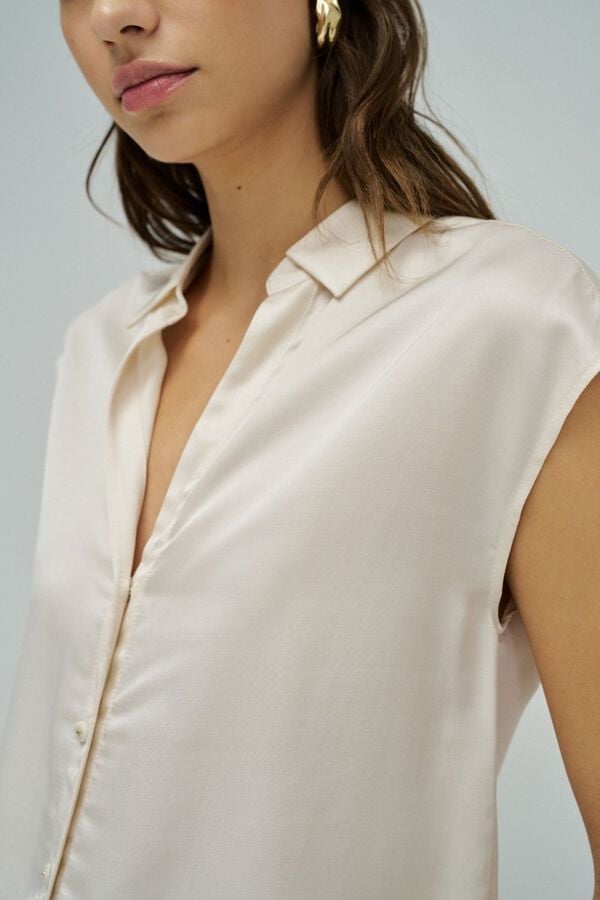 Salsa Jeans Camisa em ganga leve Ecru