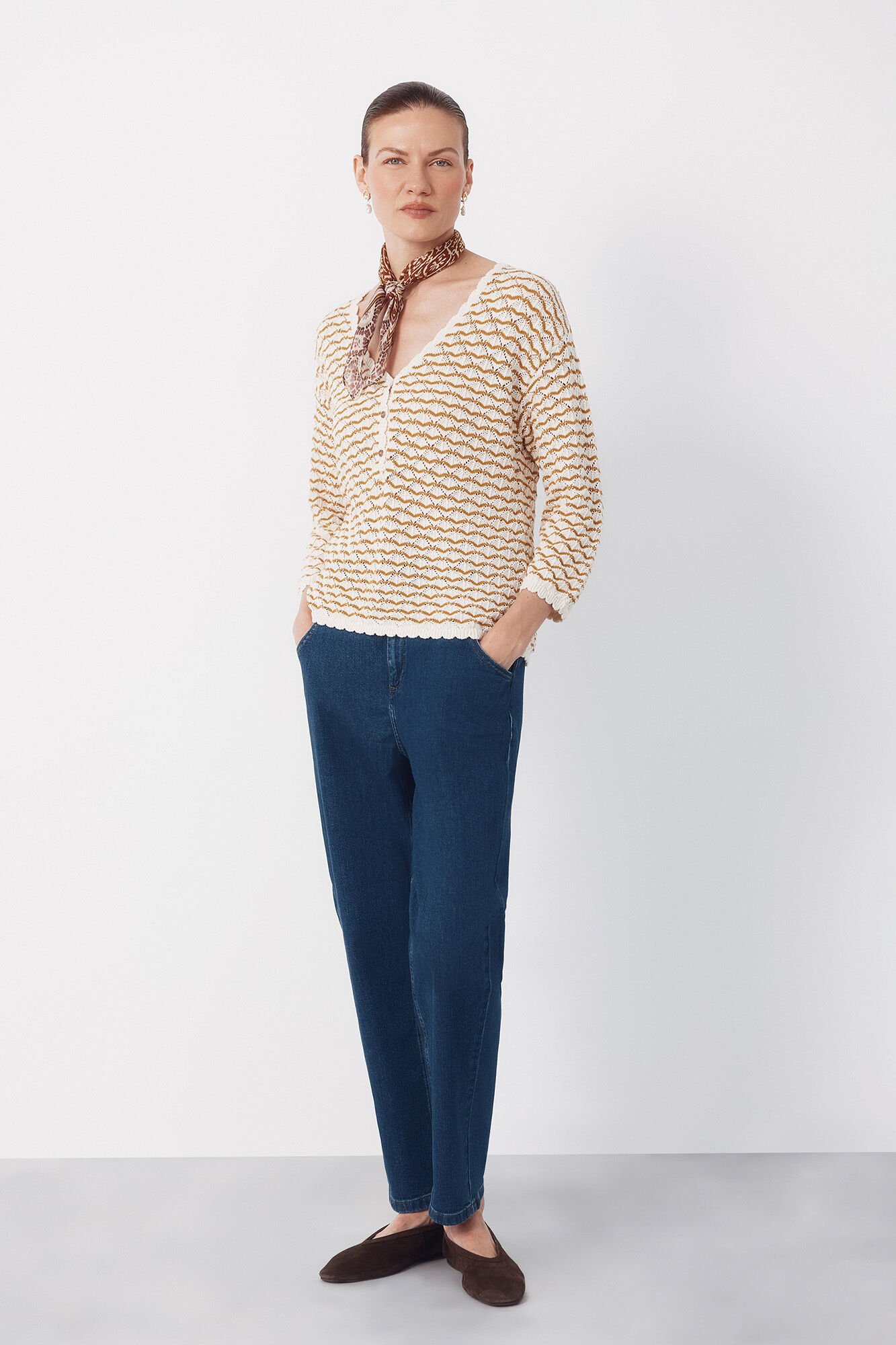 Cortefiel Openwork button jumper