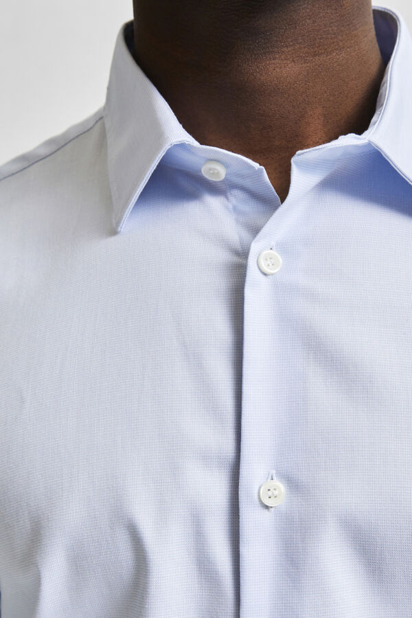 Cortefiel Camisa de vestir de manga comprida 100% algodão regular fit Azul