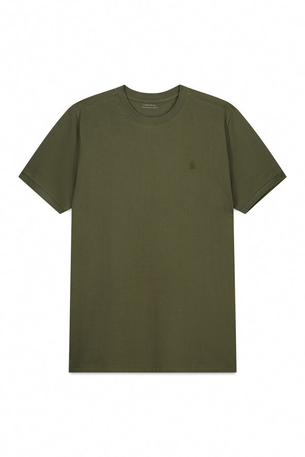 Cortefiel Basic piqué t-shirt Kaki