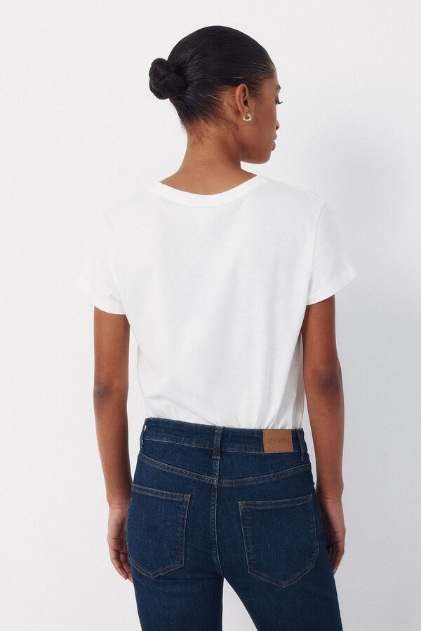 Cortefiel Positional print t-shirt Red