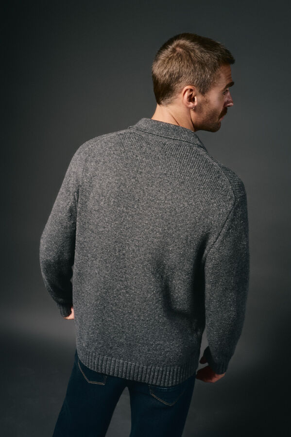 OOTO Casaco de malha botões e dois bolsos Cinzento