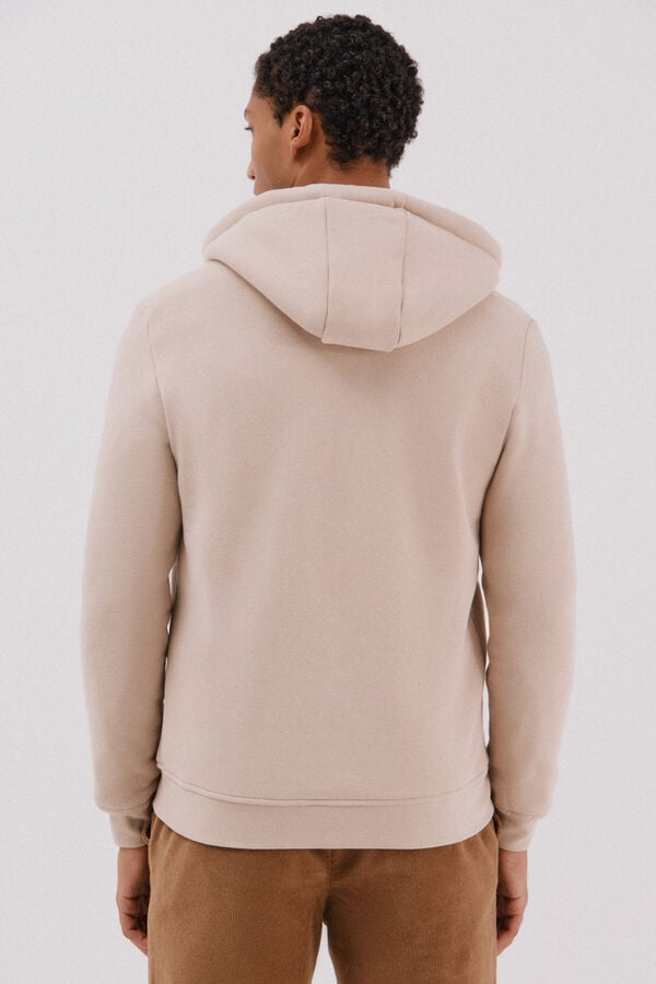 Cortefiel Cárdigan capucha tejido combinado Beige