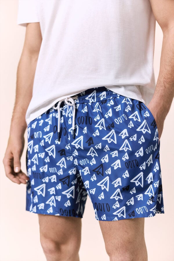 OOTO Fato de banho estampado logo OOTO Azul