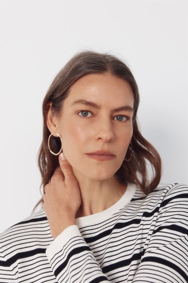 Cortefiel Striped jersey-knit jumper Ivory