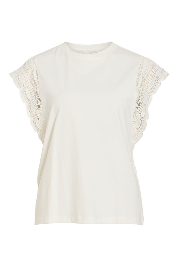 Vila T-shirt com renda nas mangas Branco