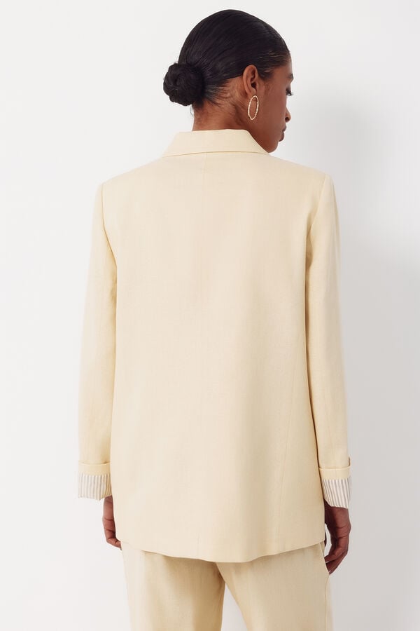 Cortefiel Blazer fabric with linen Yellow