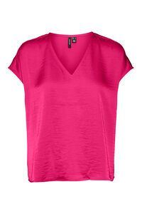 Cortefiel V-neck blouse with short sleeves. Pink