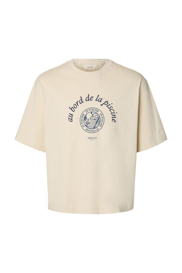 Selected T-shirt de manga curta estampada Tostado
