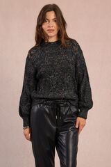 Molly Bracken Camisola de malha vazada de manga malha Preto