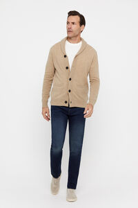 Cortefiel Lambswool cardigan with buttons Beige