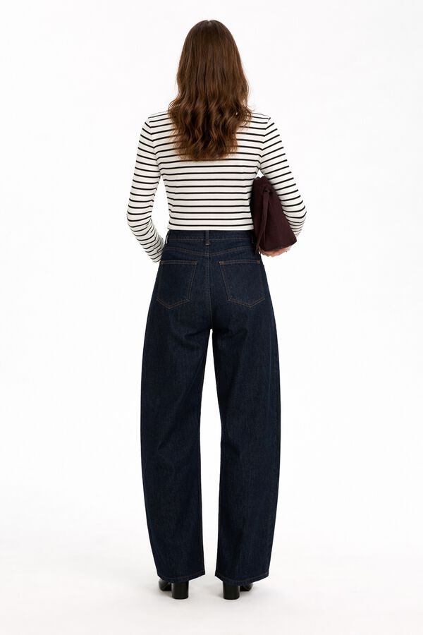 Selected 100% merino wool striped jumper Black