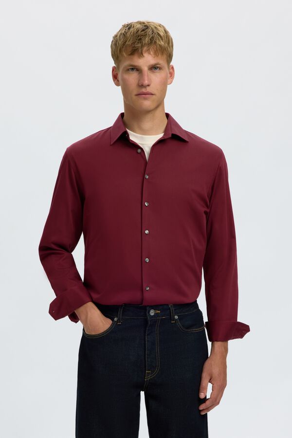 Selected Camisa Slim Fit em algod&atilde;o org&acirc;nico Vermelho