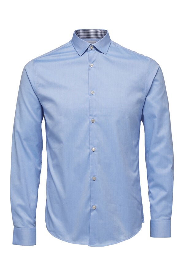 Cortefiel Formal Slim Fit dress shirt made with organic cotton.  Blue