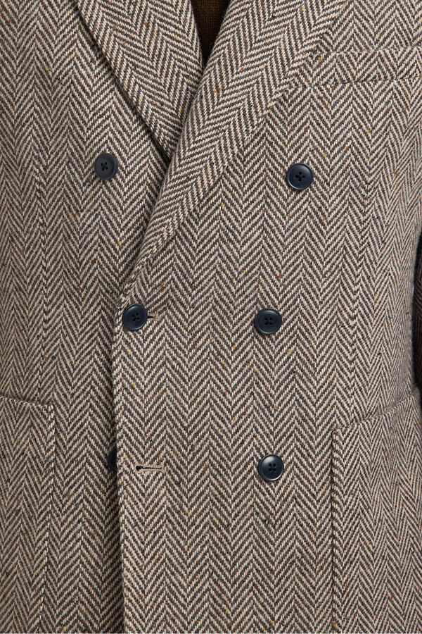 Selected Americana cruzada de lana Beige
