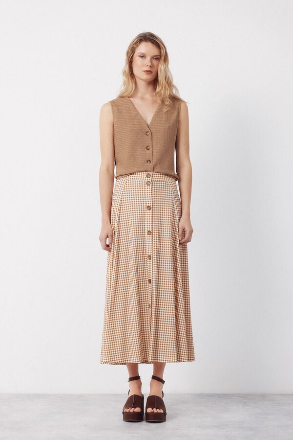 Cortefiel Midi circle skirt Printed yellow